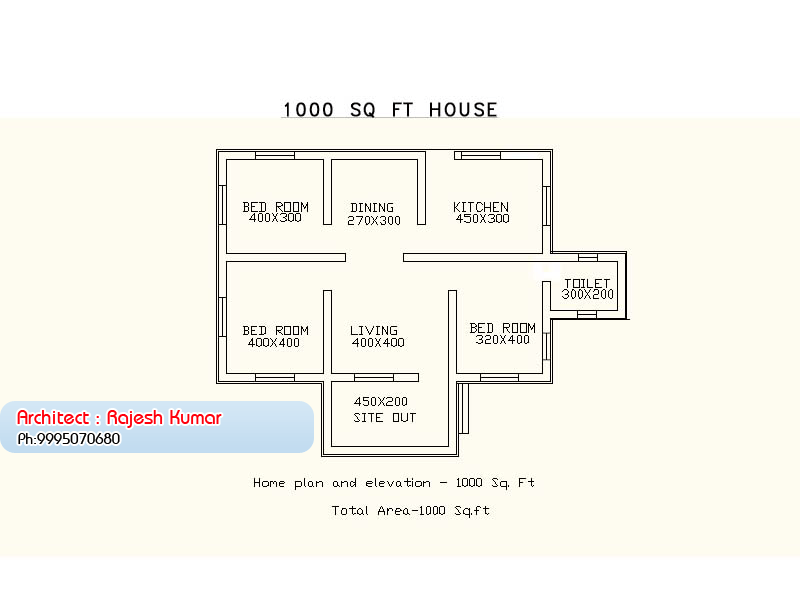 Single Storey Budget House Design And Plan At 1000 Sq Ft