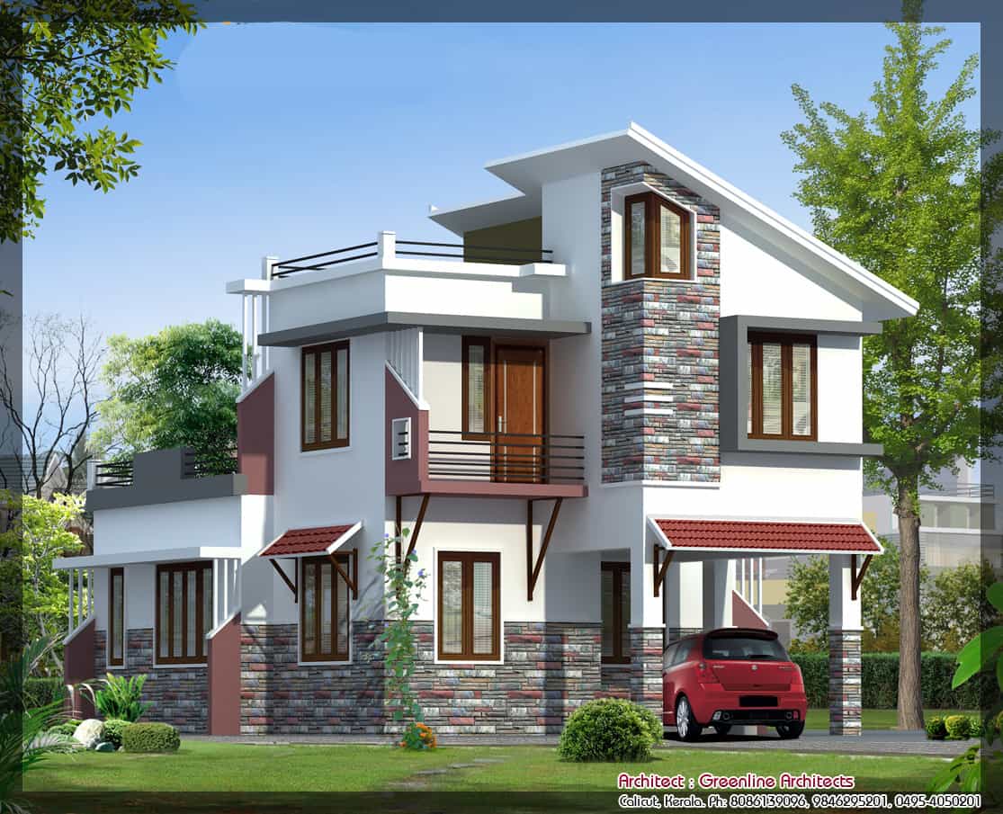 Latest Villa Elevation at 1577 sq ft Kerala House Plan