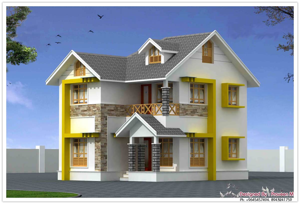 Kerala Home Design - KeralaHousePlanner - Amazing Duplex Kerala Style House Design at 1440 sq.ft