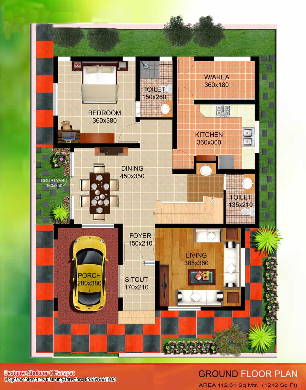 Kerala Style Contemporary Villa Elevation and Plan at 2035