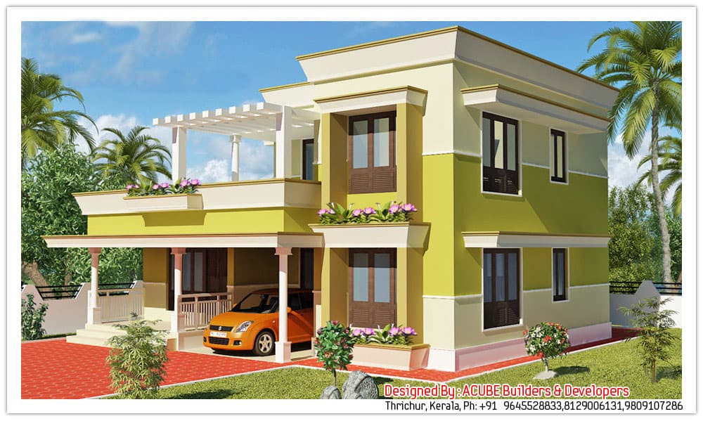 Kerala Home Design - KeralaHousePlanner - Kerala Contemporary House Design at 1800 sq.ft