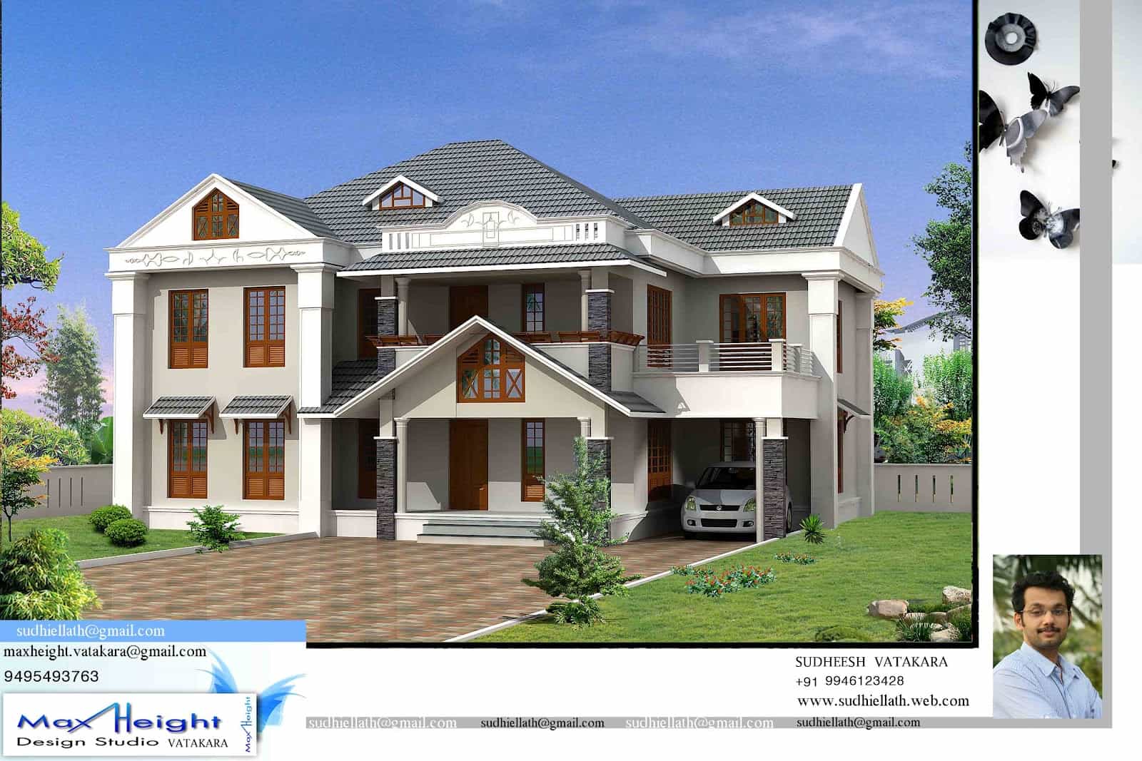 Single storey Kerala house model with Kerala house plans