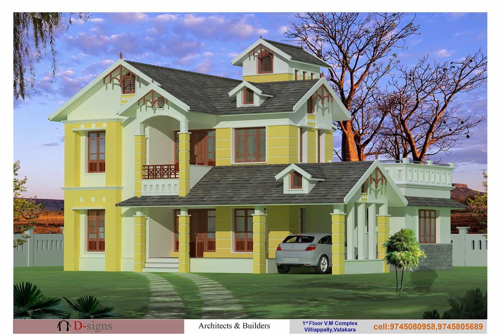 kerala home elevation 3 bhk