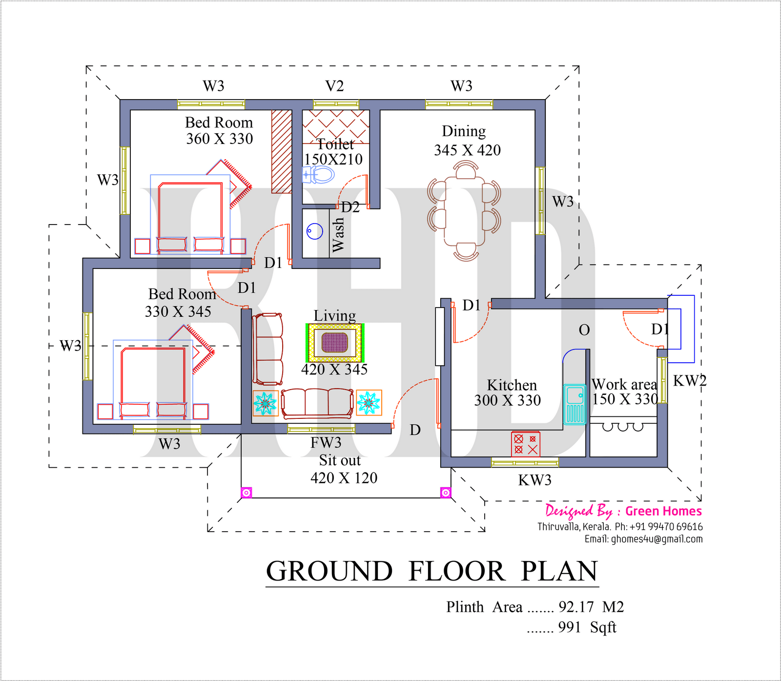 Low Cost House In Kerala With Plan Photos 991 Sq Ft Khp