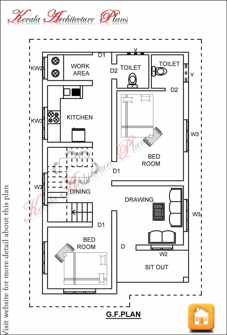 Kerala House Plans 1200 sq ft with Photos - KHP