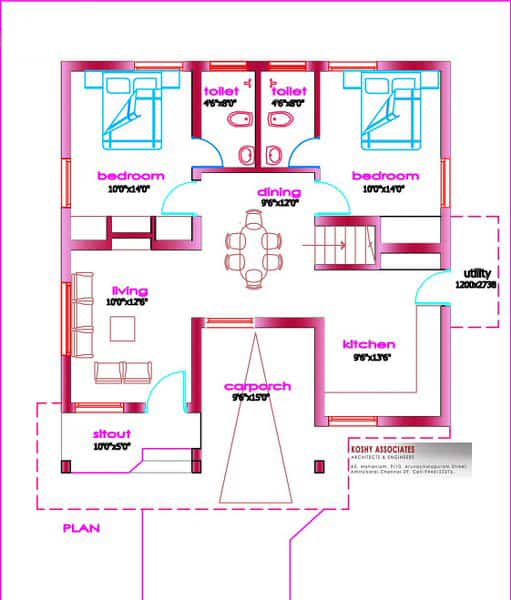 small house plans in kerala - 3 bedroom - keralahouseplanner