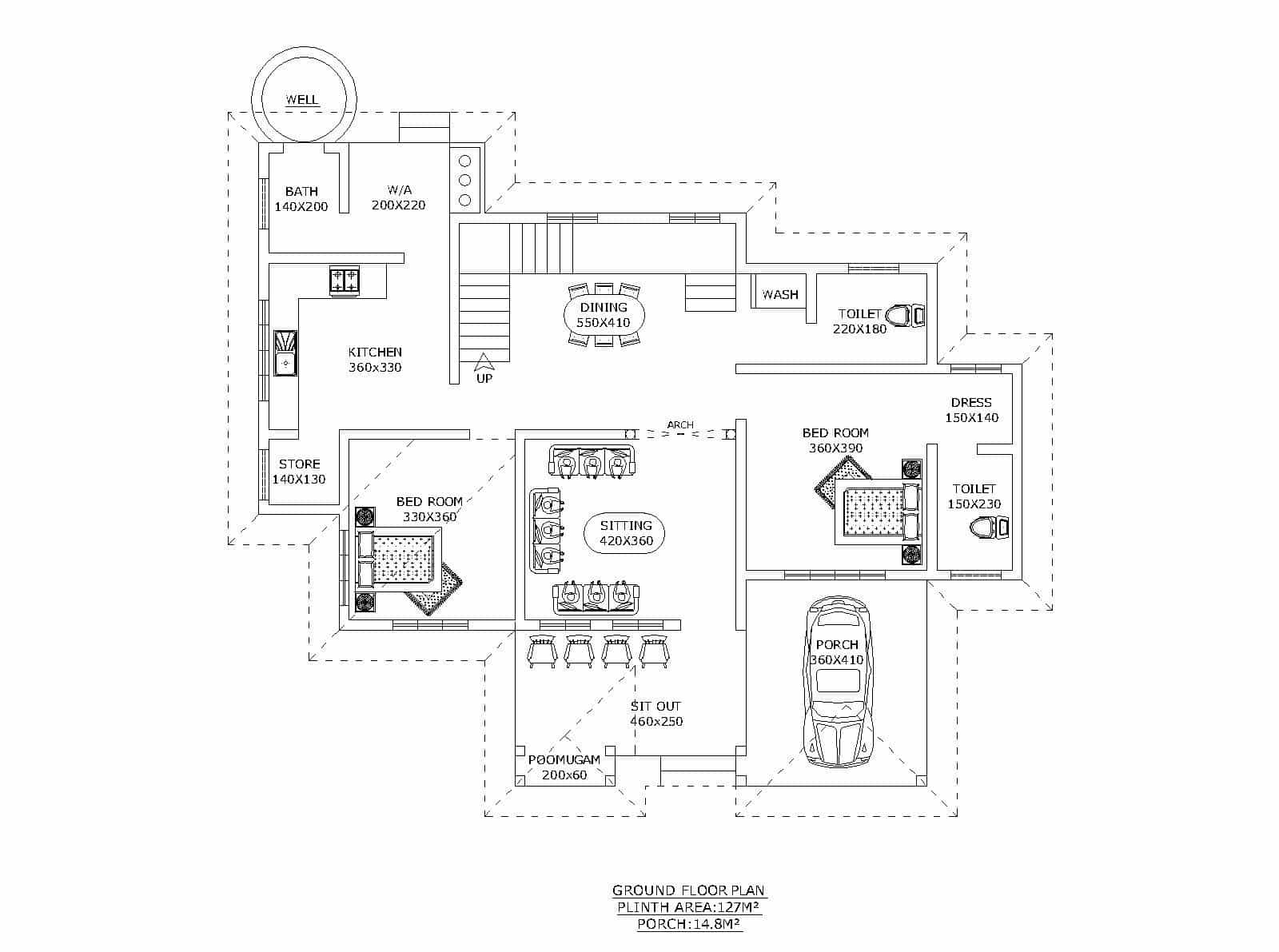 Kerala house plan at 2200 sq.ft 4BHK home