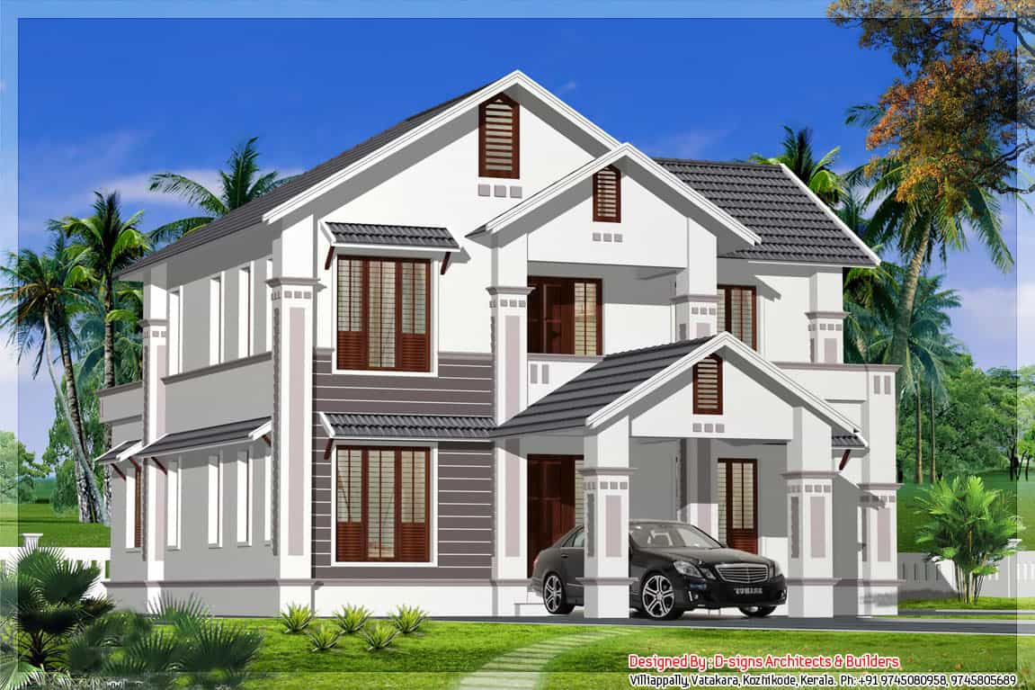 Sloping Roof Kerala home design at 2400 sq.ft