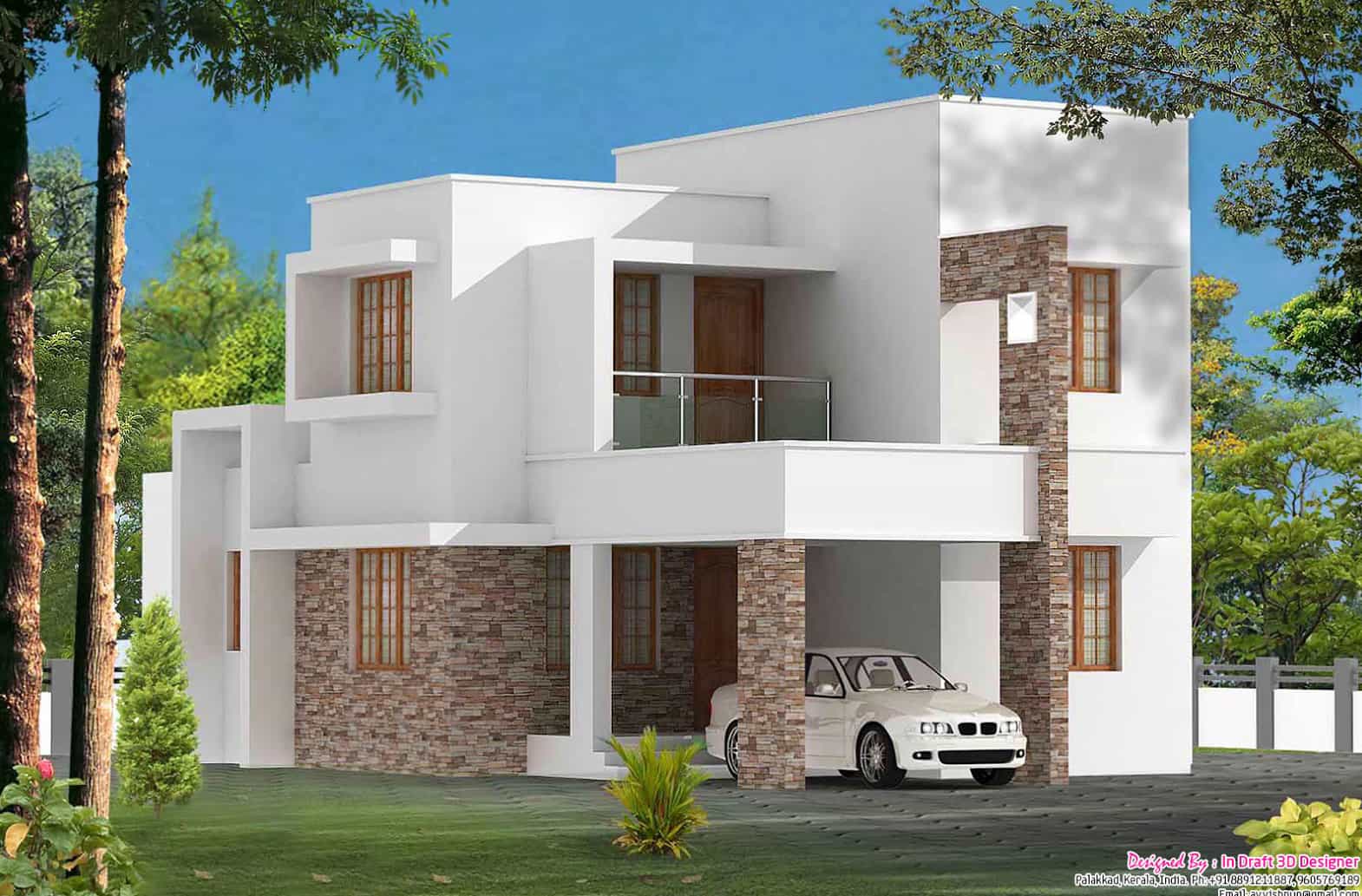 Simple 1700 sq.ft. 3 BHK Villa design